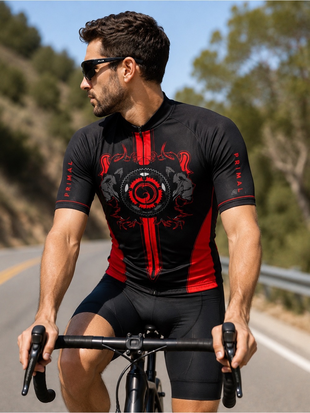 Primal Men's Black & Red Cycling Jersey